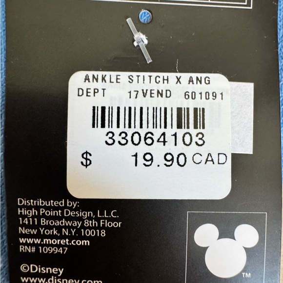 NWT Stitch and Angel Ankle Socks (2 pairs) with Bling. Size 5-10 - Picture 5 of 5